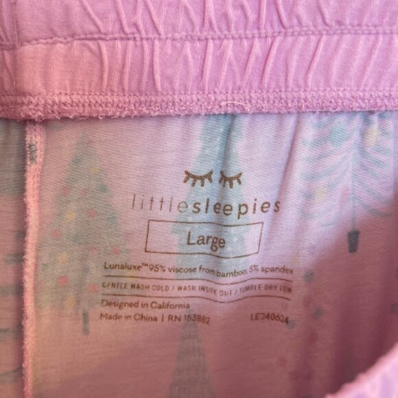 Little Sleepies Women’s Pajama Set Size Large Pink Twinkling Trees - Picture 6 of 10